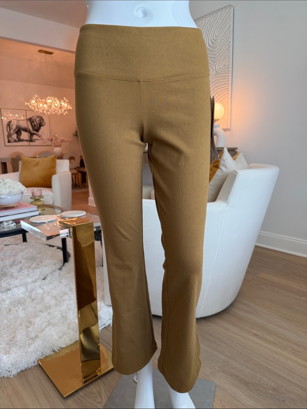 Women with Control Camel Brown Boot Cut Knit Pants